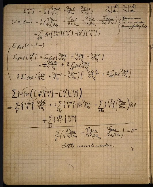 Einstein’s Zurich Notebook — line element and gravitation calculations