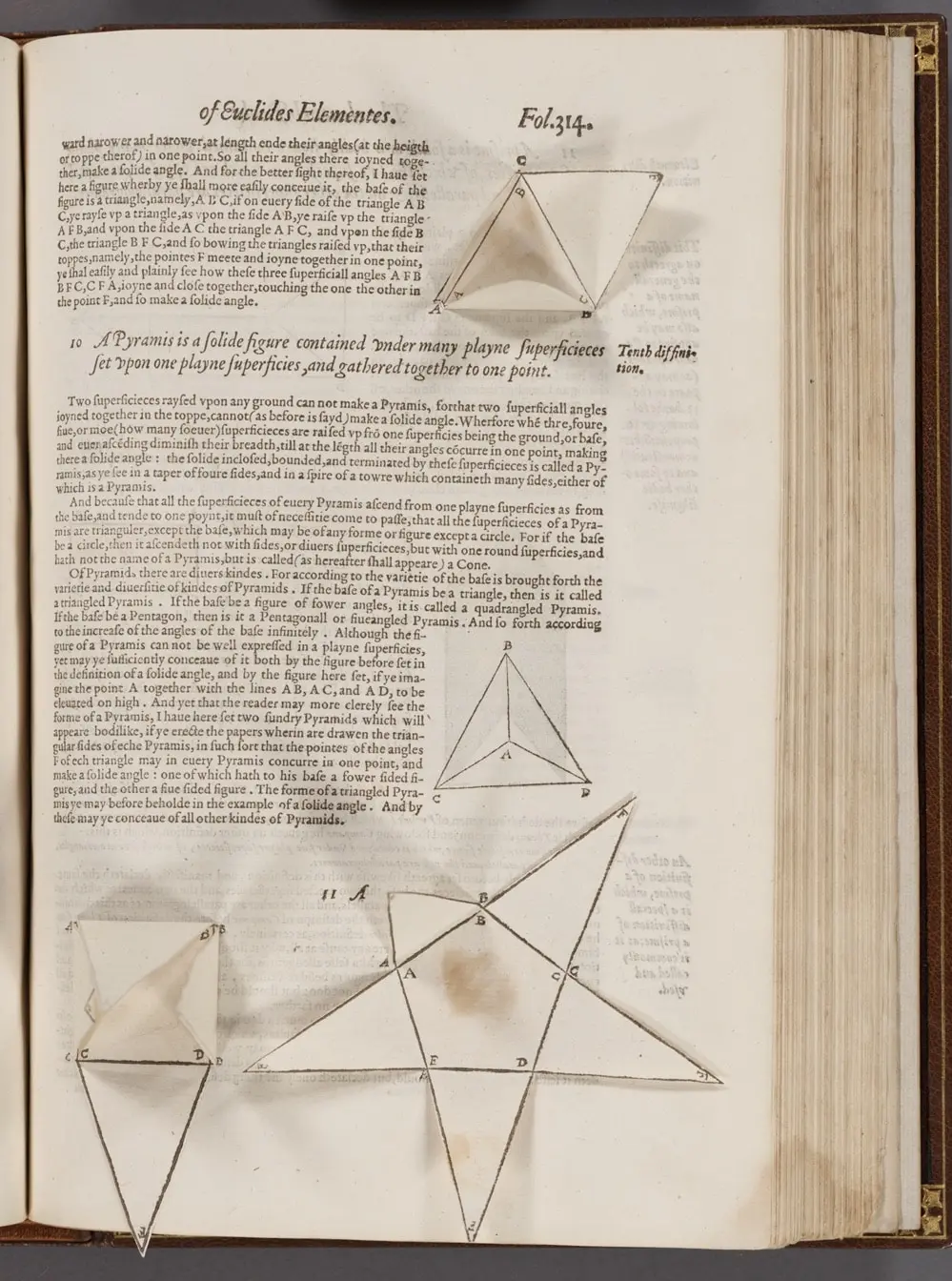 Detail of Billingsley’s 1570 Elements — binding or page edge