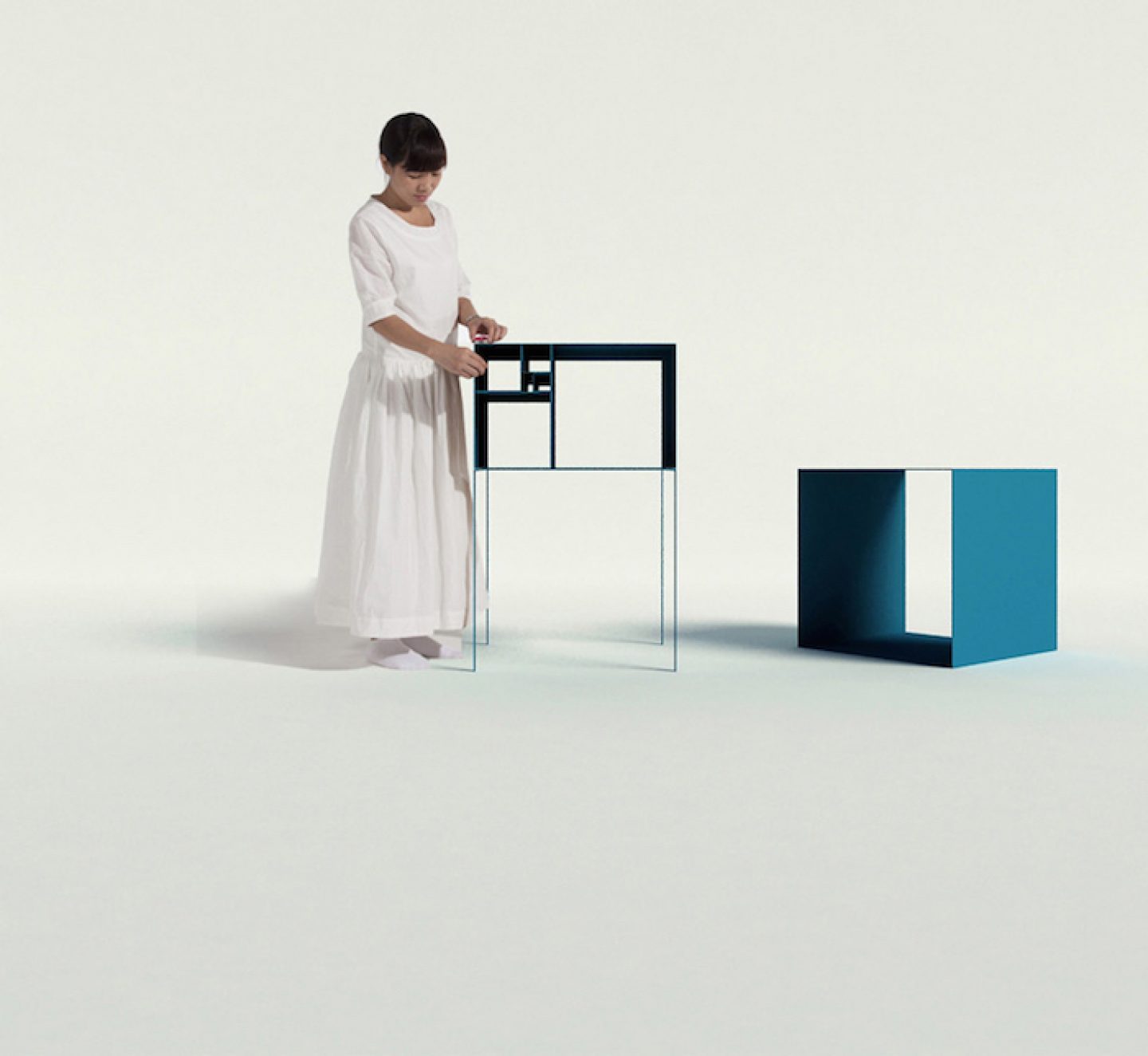 Fibonacci Shelf detail showing proportional aluminum modules