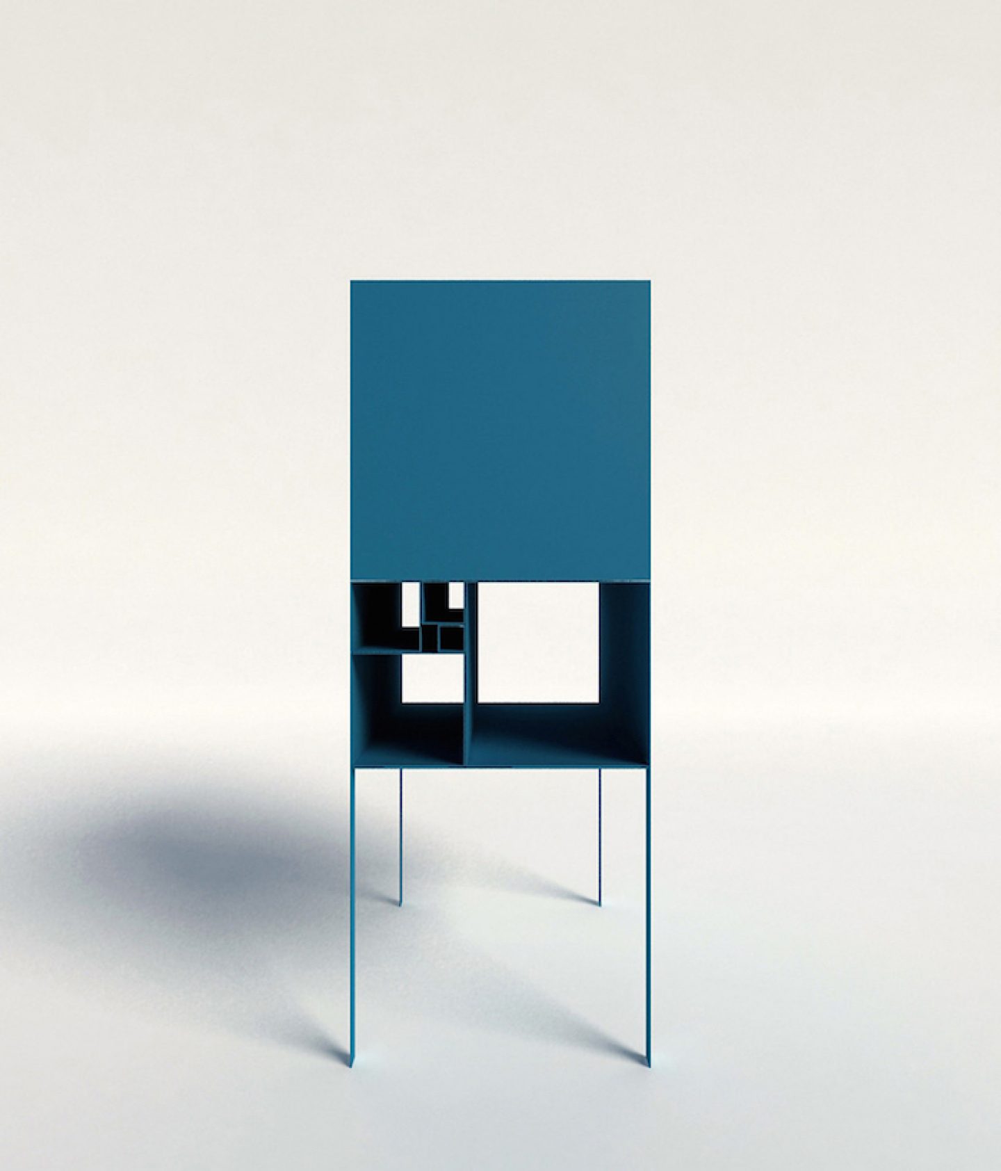 Fibonacci Shelf viewed from the front, nested rectangles